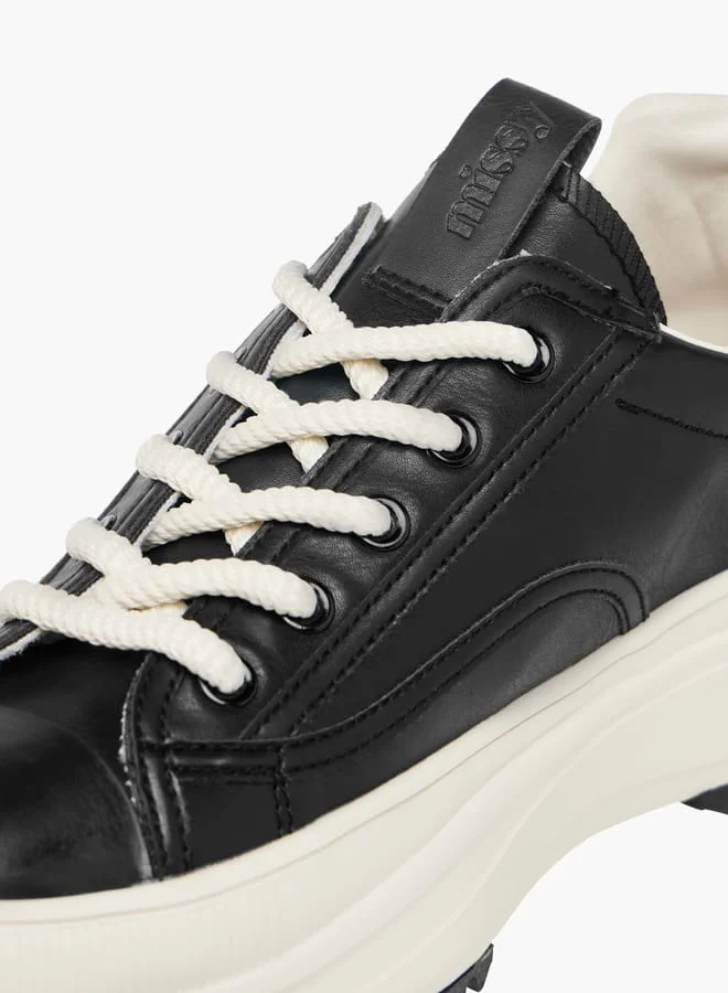MISSY BLACK Women Solid Chunky Sole Sneakers with Lace-Up Closure  | Best Price UAE